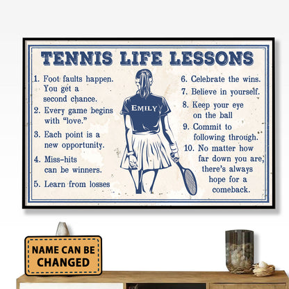 Tennis Life Lessons - Personalizedwitch Horizontal Poster  For Tennis Player