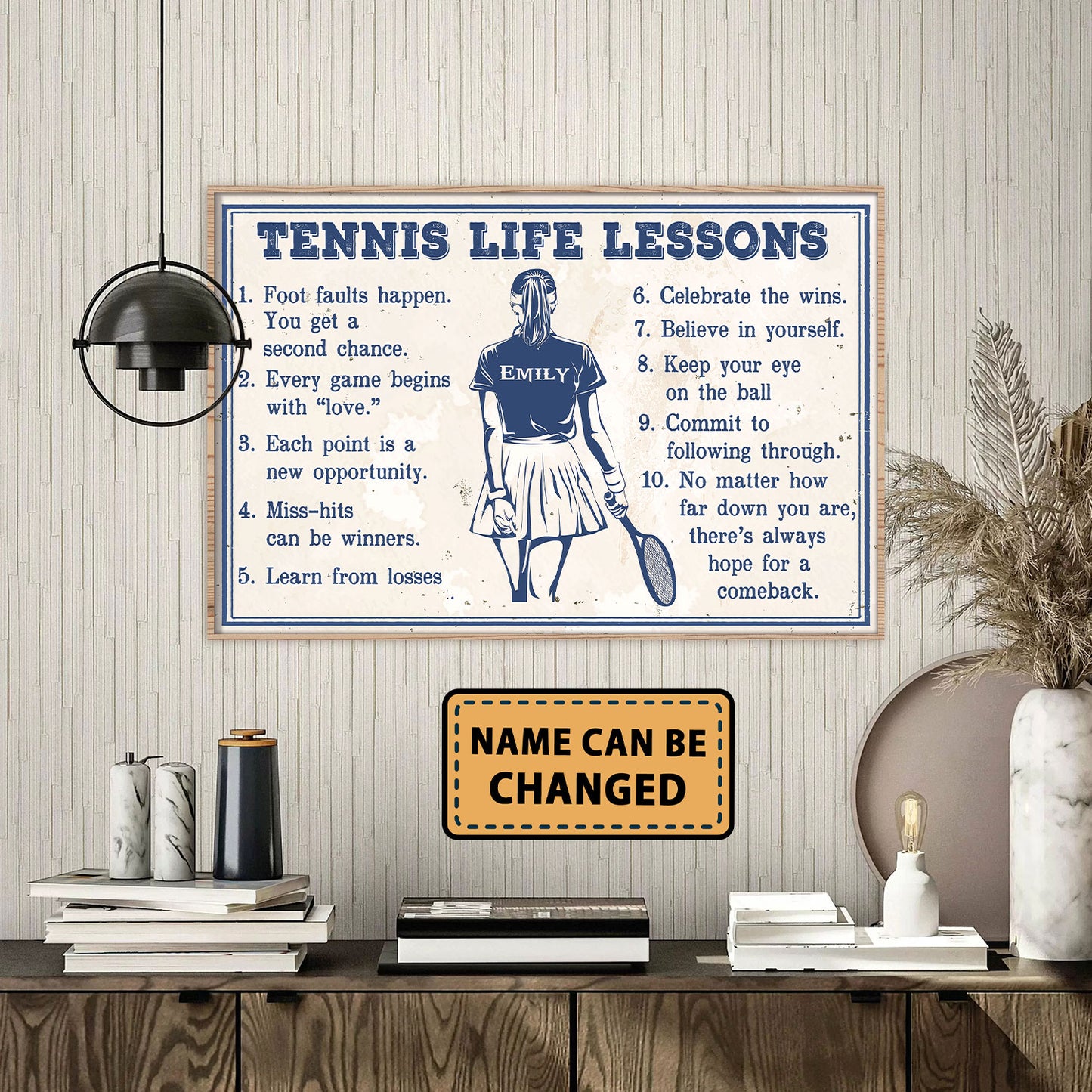 Tennis Life Lessons - Personalizedwitch Horizontal Poster  For Tennis Player