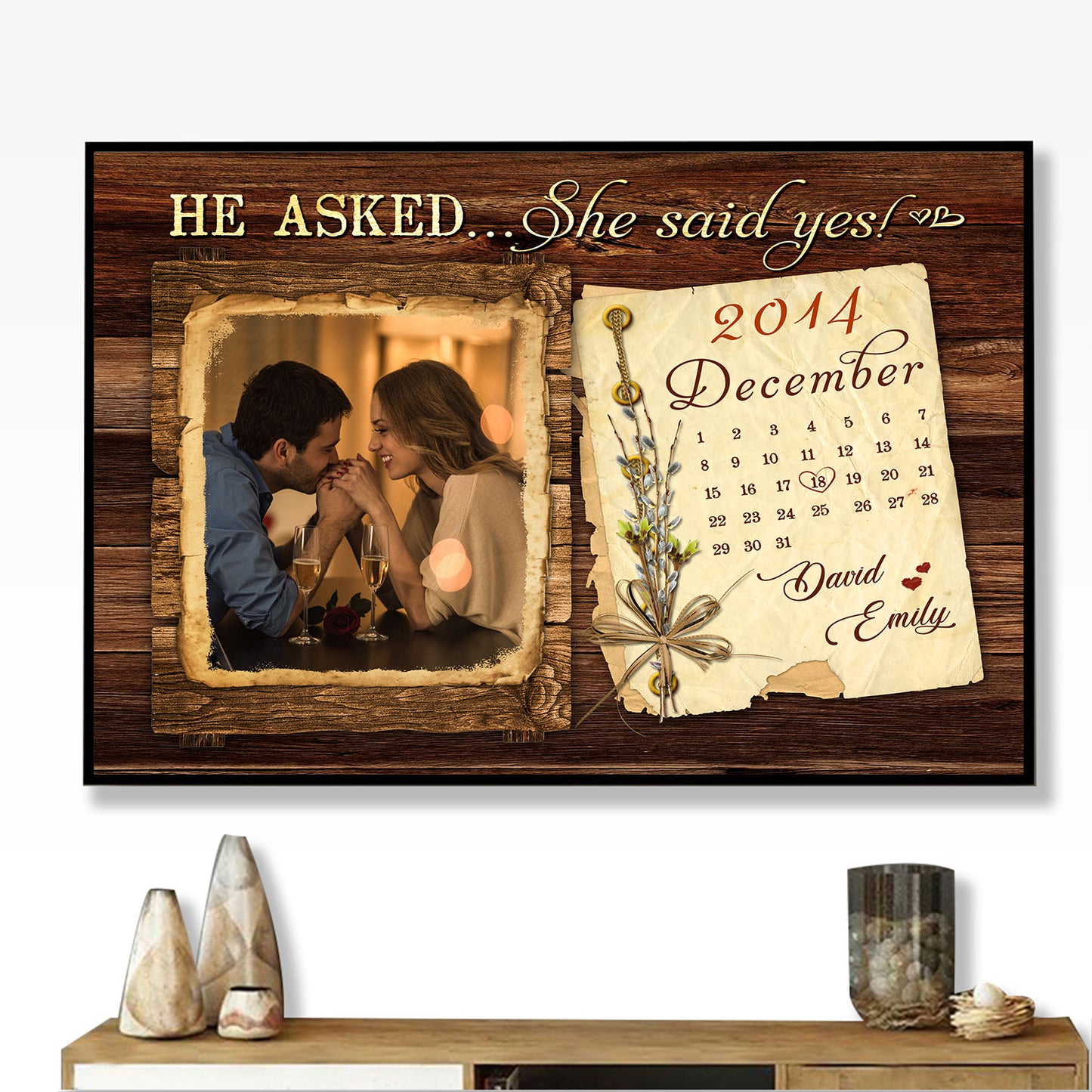 He Asked... She Said Yes! Anniversary Personalized Poster Valentine Gifts