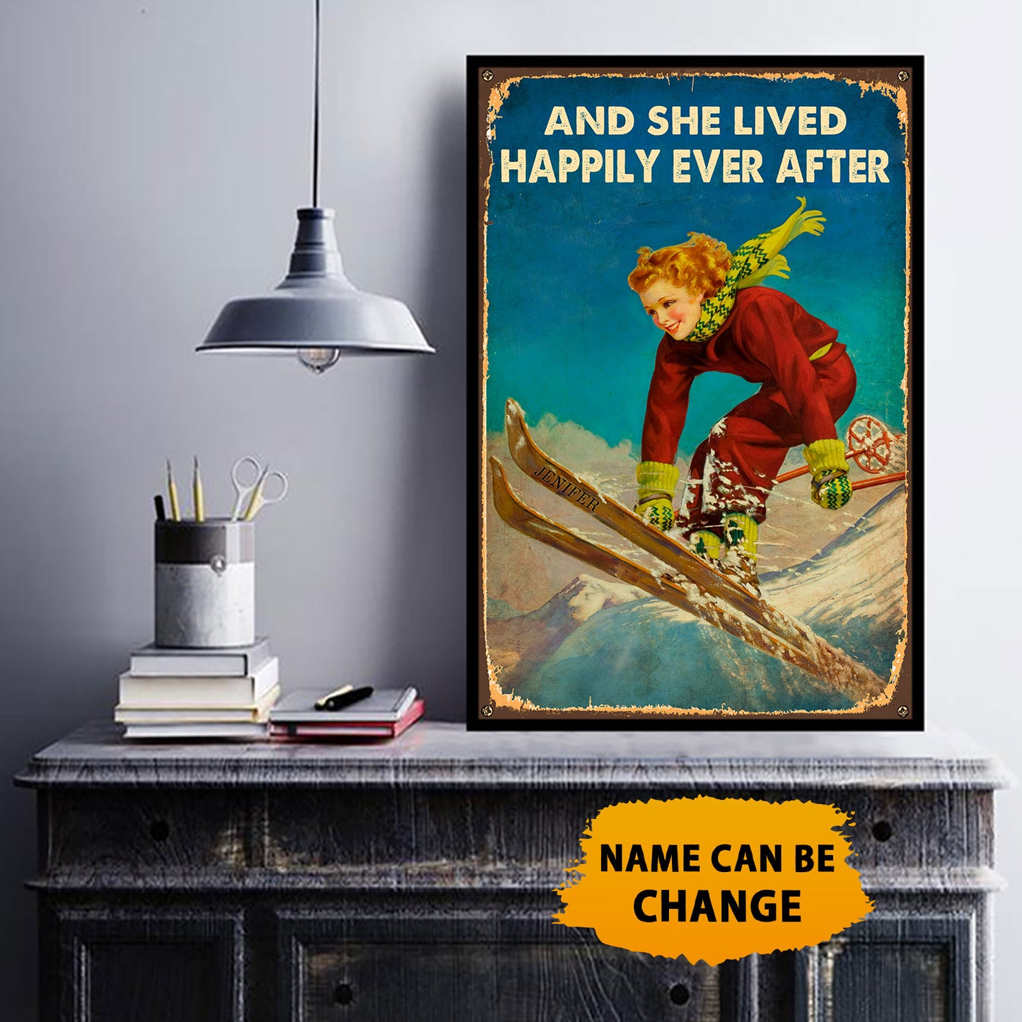 Custom Name And She Lived Happily Ever After Personalizedwitch Poster