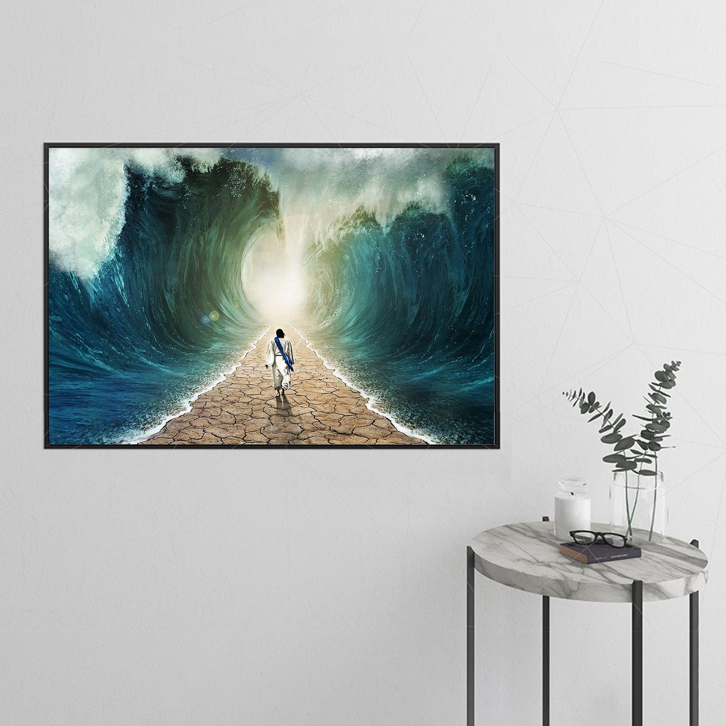 Parted Sea With Jesus WalKing On Dry Ground Poster