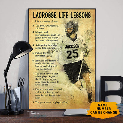 Custom Name Number Lacrosse Life Lessons Poster