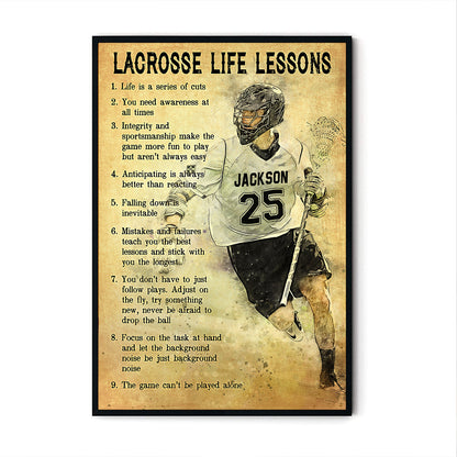 Custom Name Number Lacrosse Life Lessons Poster