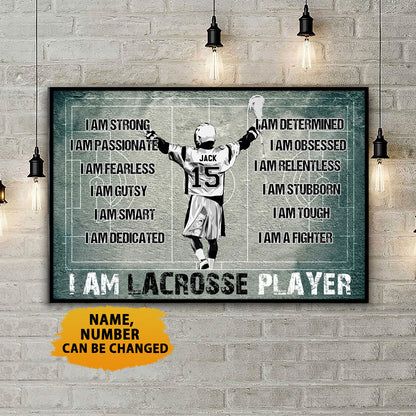 Custom Name Number I Am Lacrosse Player Poster