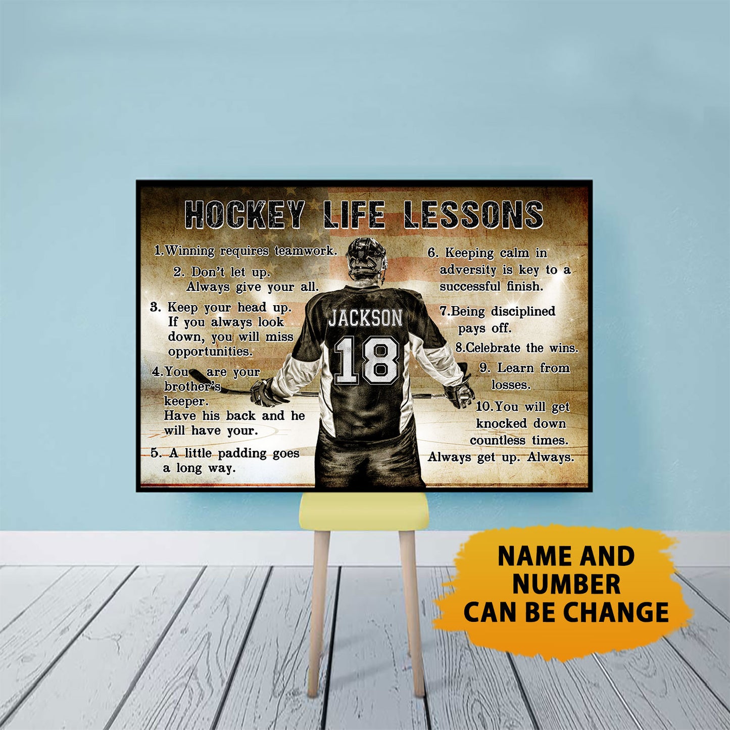 Hockey Life Lessons Poster For Boy Personalized Poster