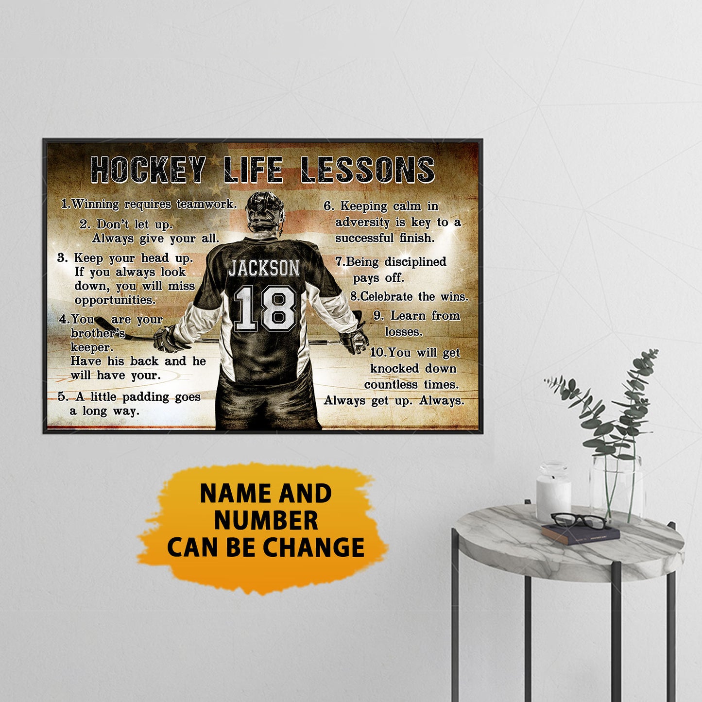 Hockey Life Lessons Poster For Boy Personalized Poster