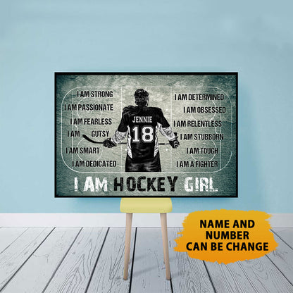 Hockey I Am A Hockey Girl Personalized Poster