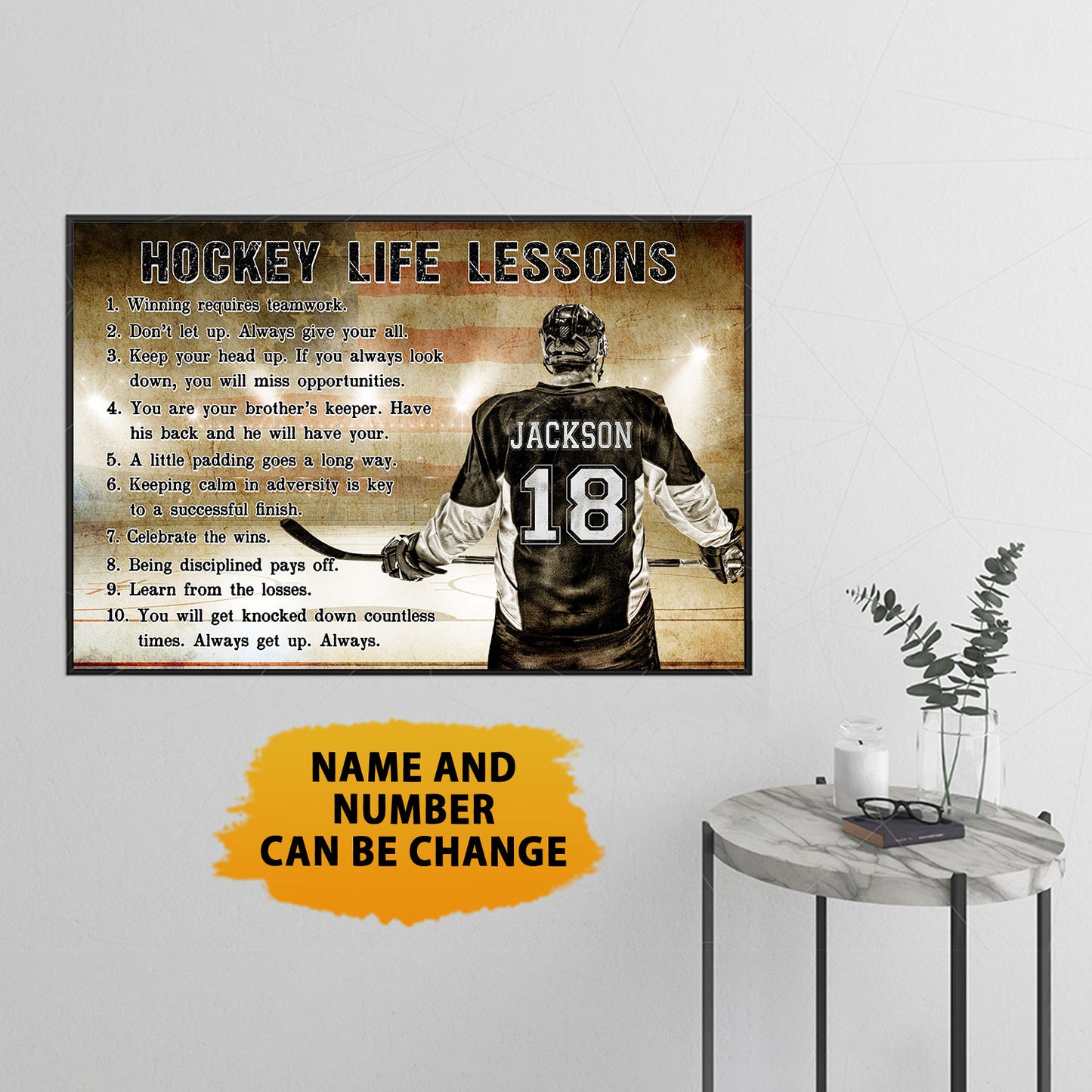 Hockey Life Lessons Poster For Boy Personalized Horizontal Poster