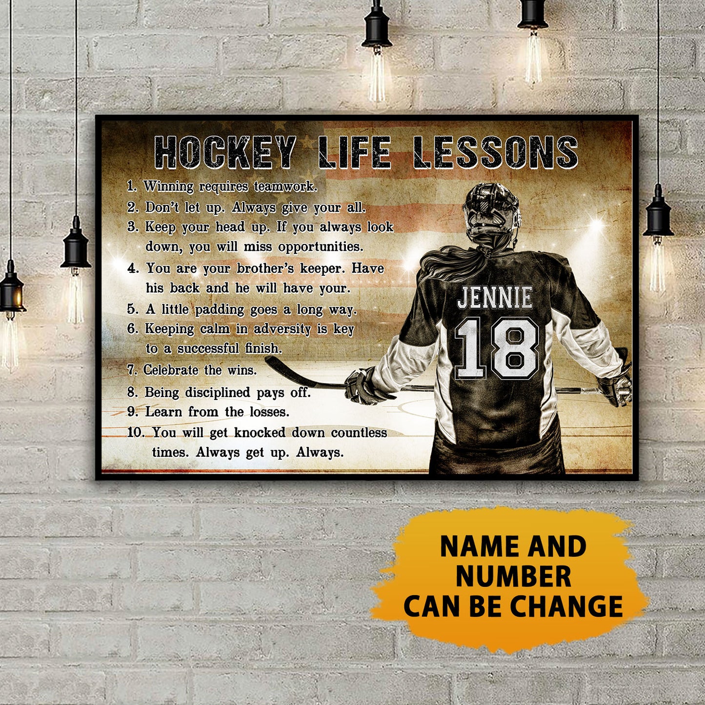 Hockey Life Lessons Poster For Girl Personalized Poster