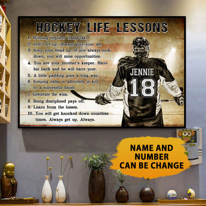 Hockey Life Lessons Poster For Girl Personalized Poster