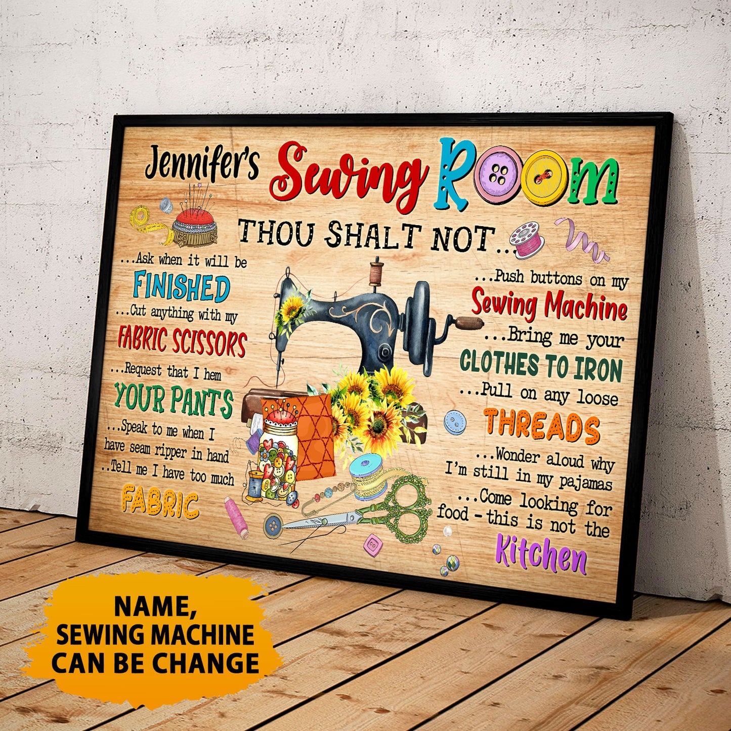 Sewing Room Rules Personalized Horizontal Poster 2