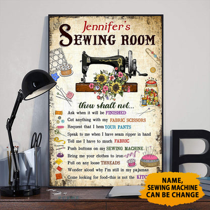 Sewing Room Rules Vintage  Personalized Vertical Poster 3