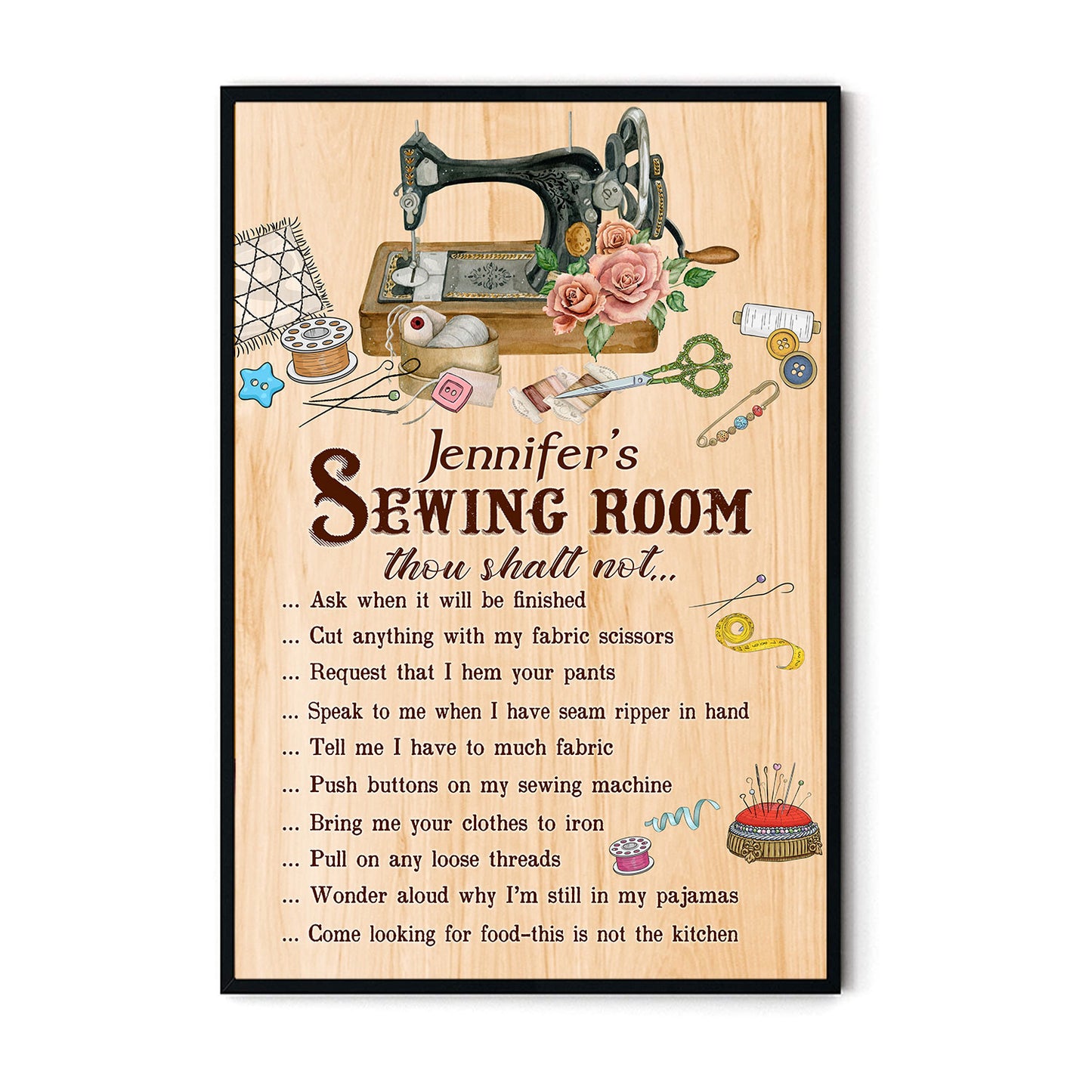 Sewing Room Rules Personalized Vertical Poster 4