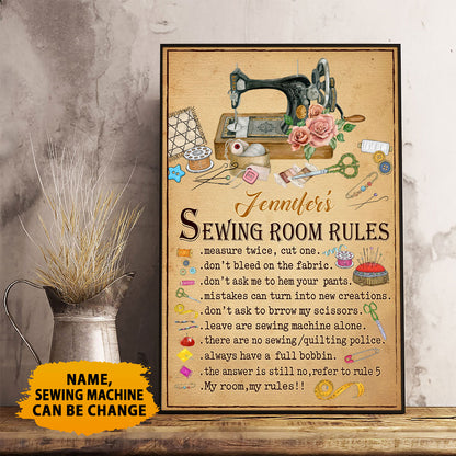 Sewing Room Rules Vintage  Personalized Vertical Poster 5