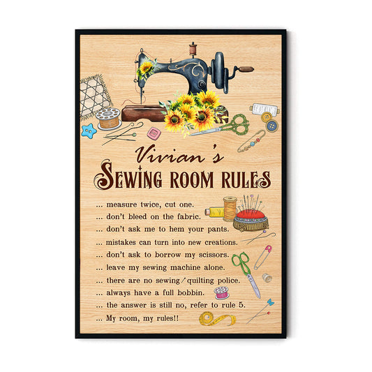 Sewing Rules Vintage  Personalized Vertical Poster 6