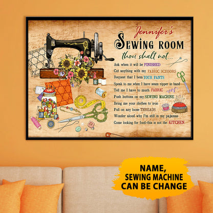 Sewing Room Rules Vintage Personalized Horizontal Poster 8