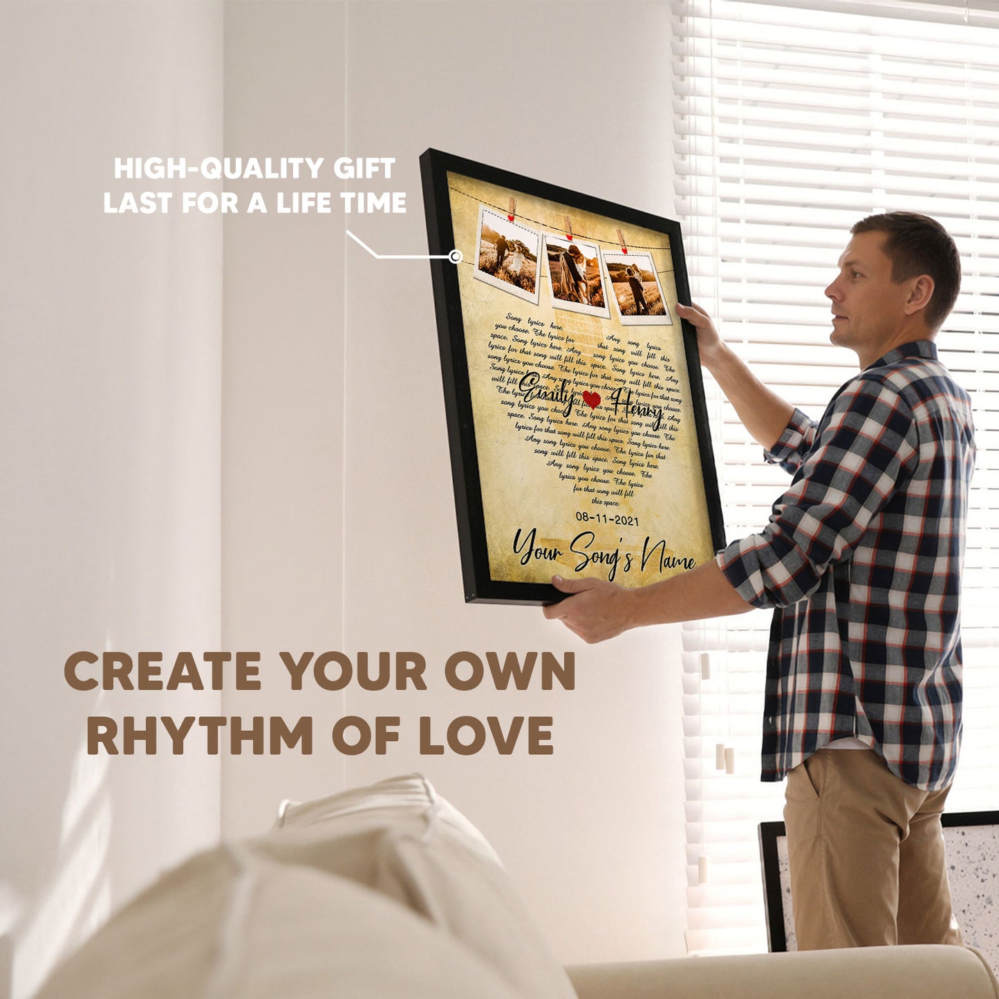 Personalized Song Lyrics Custom Image Vertical Poster For Couple