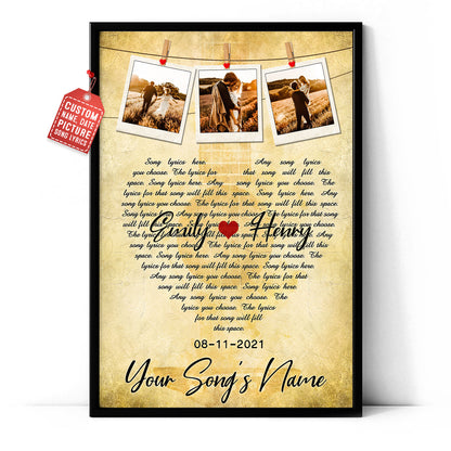 Personalized Song Lyrics Custom Image Vertical Poster For Couple