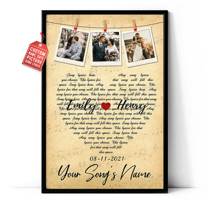 Personalized Song Lyrics Custom Image, Name & Date Vertical Poster