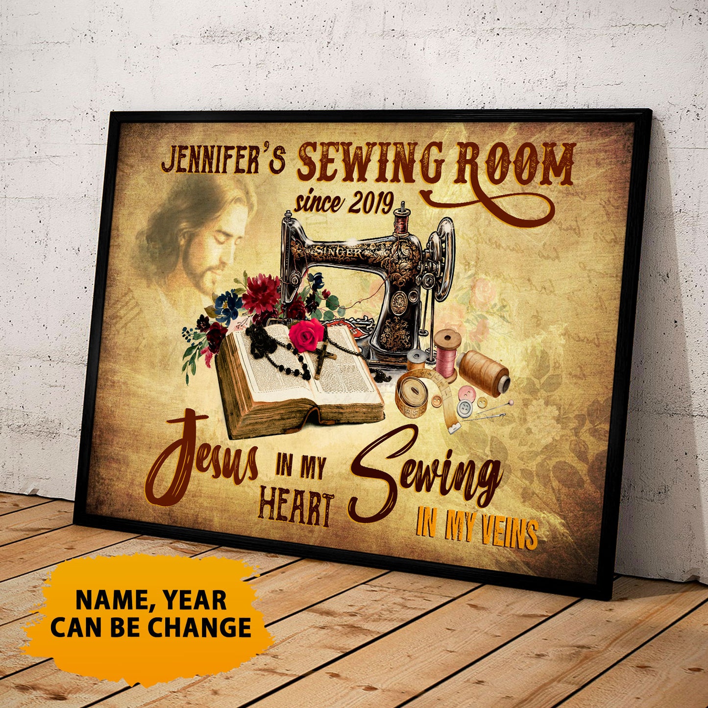 Sewing Room Jesus In My Heart Sewing In My Veins Poster