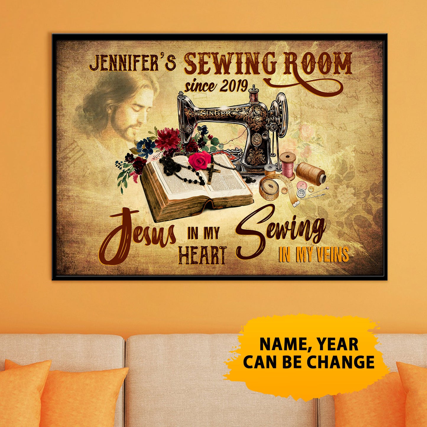 Sewing Room Jesus In My Heart Sewing In My Veins Poster