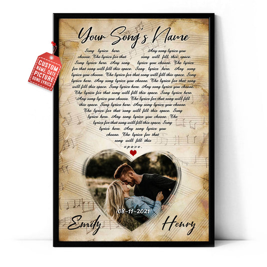 Personalized Song Lyrics Custom Image Heart Vertical Poster