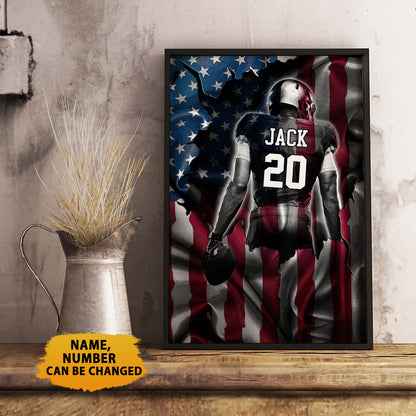 Football Player US Flag Personalizedwitch Horizontal Poster