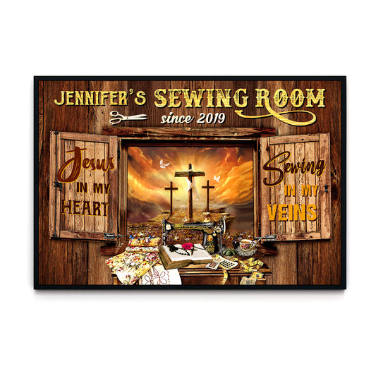 Sewing Room Jesus In My Heart Sewing In My Vein 2 Poster
