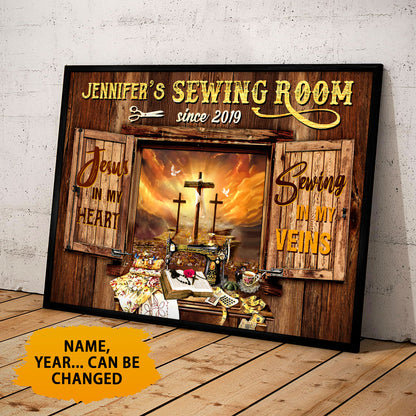 Sewing Room Jesus In My Heart Sewing In My Vein 2 Poster