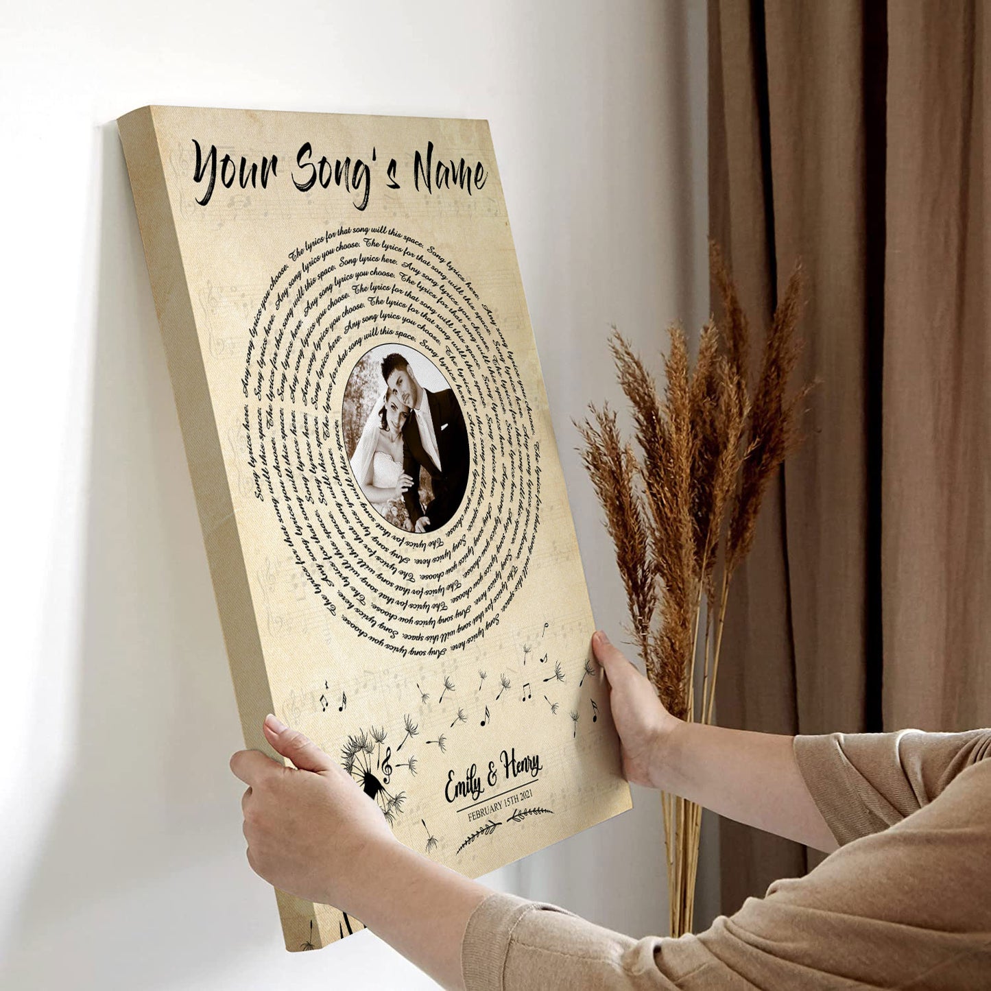 Personalized Song Lyrics Record Anniversary Custom Image Poster
