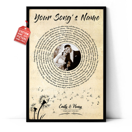 Personalized Song Lyrics Record Anniversary Custom Image Poster