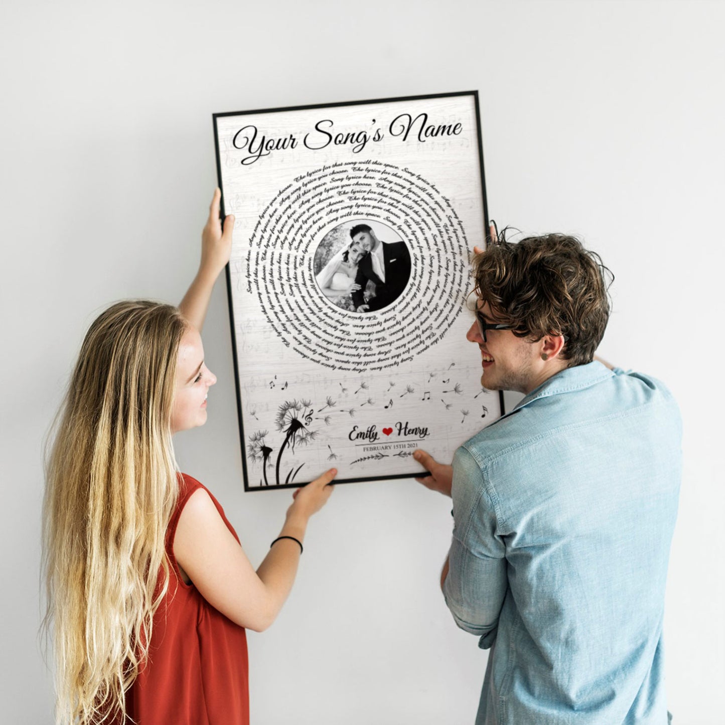 Song Lyrics Record Anniversary Custom Photo & Name Poster