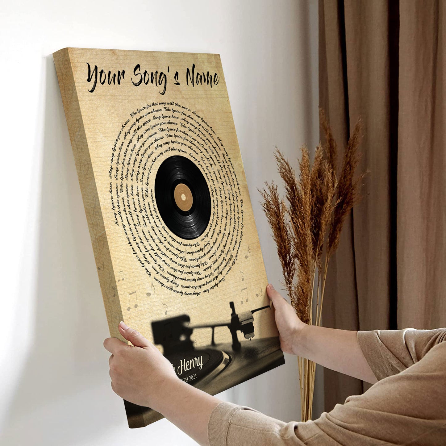 Song Lyrics Record Anniversary Custom Poster With Your Name & Date