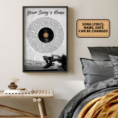 Personalized Song Lyrics Record Anniversary Vertical Poster