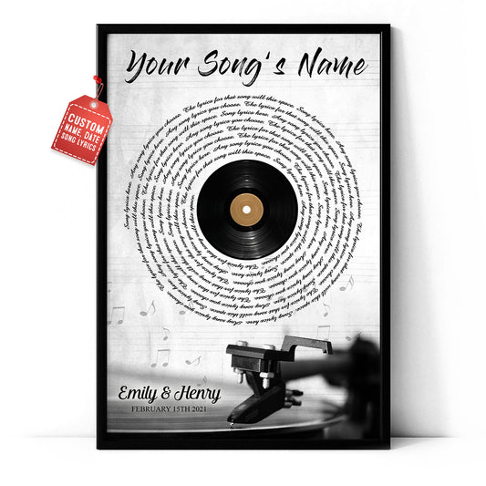 Personalized Song Lyrics Record Anniversary Vertical Poster