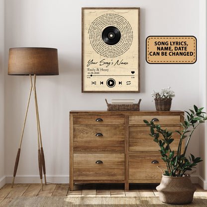 Personalized Song Lyrics Record Anniversary Custom Name Vertical Poster