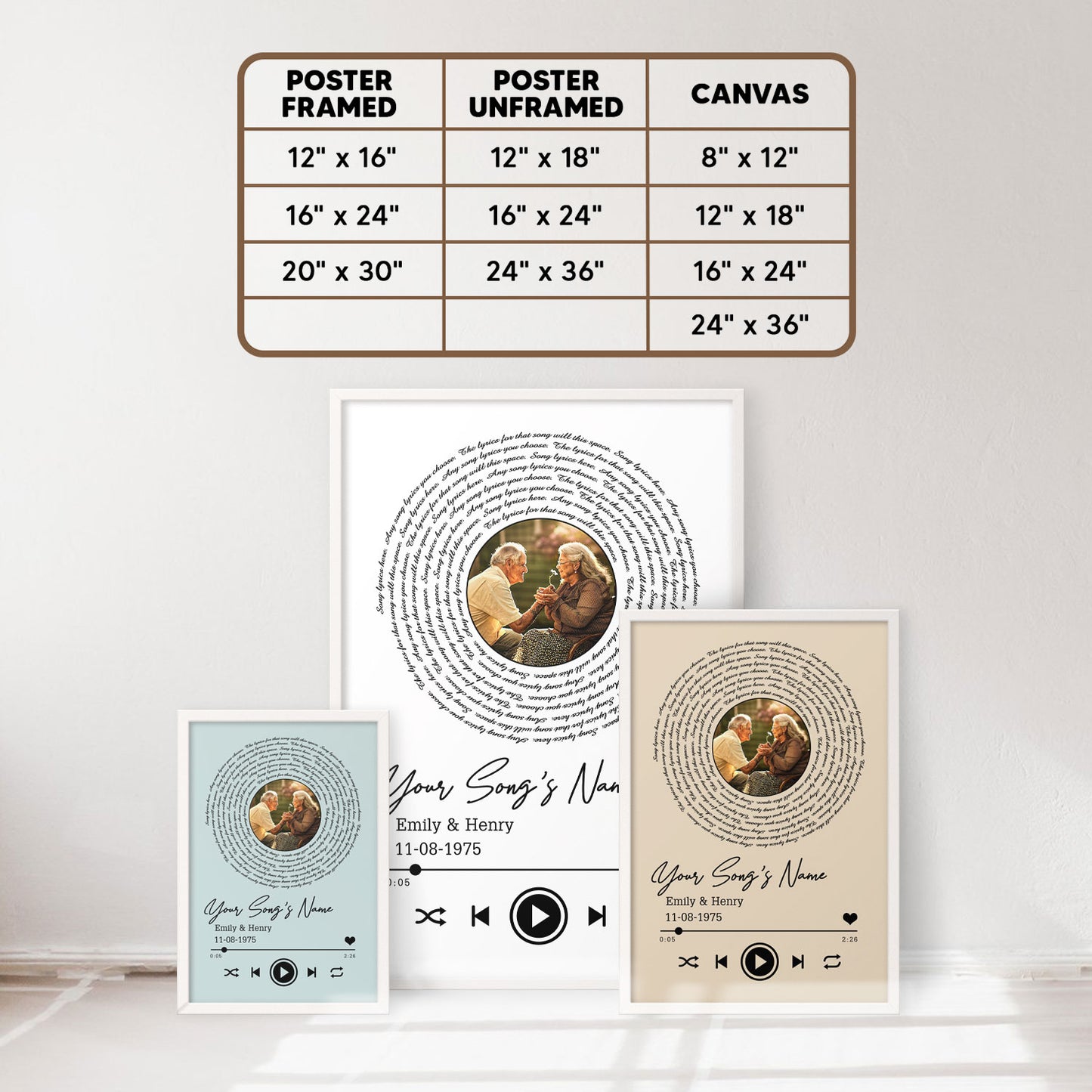 Personalized Song Lyrics Record Anniversary Customized Photo Poster