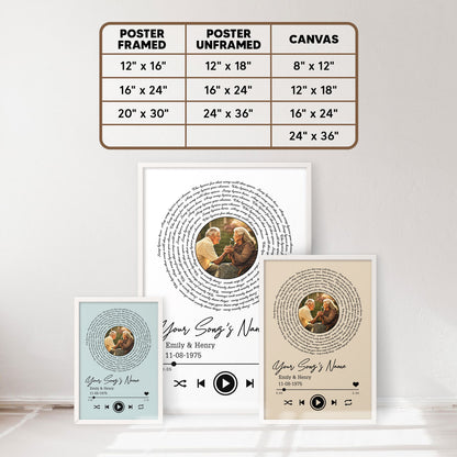 Personalized Song Lyrics Record Anniversary Customized Photo Poster