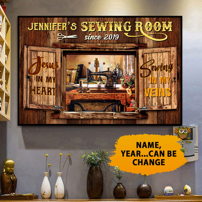 Sewing Room Jesus In My Heart Sewing In My Vein 02 Poster