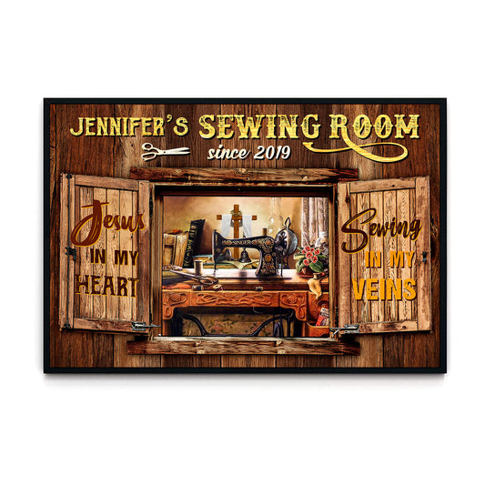 Sewing Room Jesus In My Heart Sewing In My Vein 02 Poster