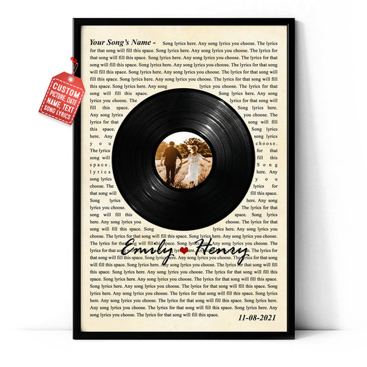 Song Lyrics Vinyl Records Customized Image Vintage Vertical Poster