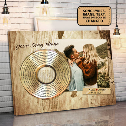 Song Lyrics Vinyl Records Custom Poster With Your Image, Name & Date