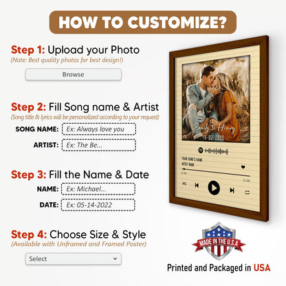 Song Lyrics Record Anniversary Customized Photo, Spotify Code Poster