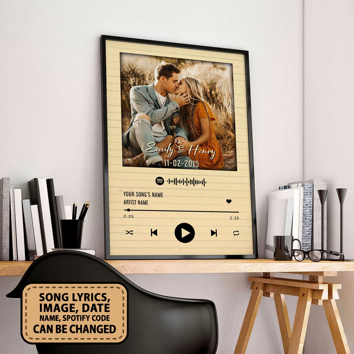 Song Lyrics Record Anniversary Customized Photo, Spotify Code Poster
