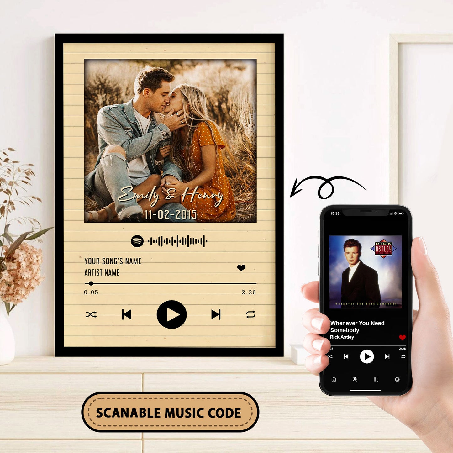 Song Lyrics Record Anniversary Customized Photo, Spotify Code Poster