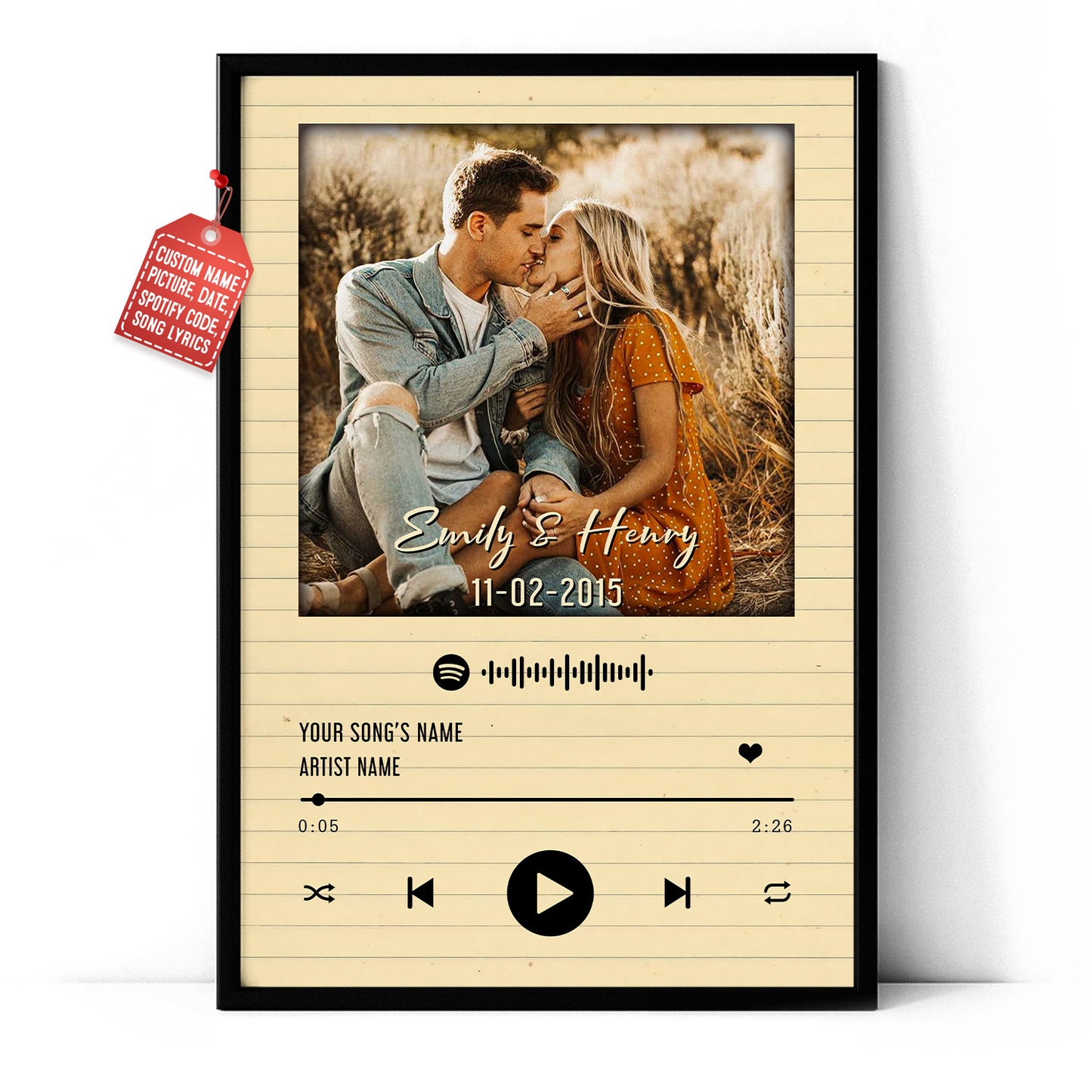 Custom Spotify Album Cover, Personalized Couple Portrait, Valentines Day  Gifts, Birthday Gifts for Friends, 1st Anniversary Poster 