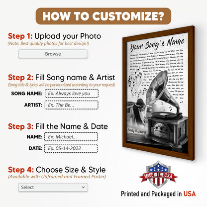 Song Lyrics Record Anniversary Customized Image Vertical Poster