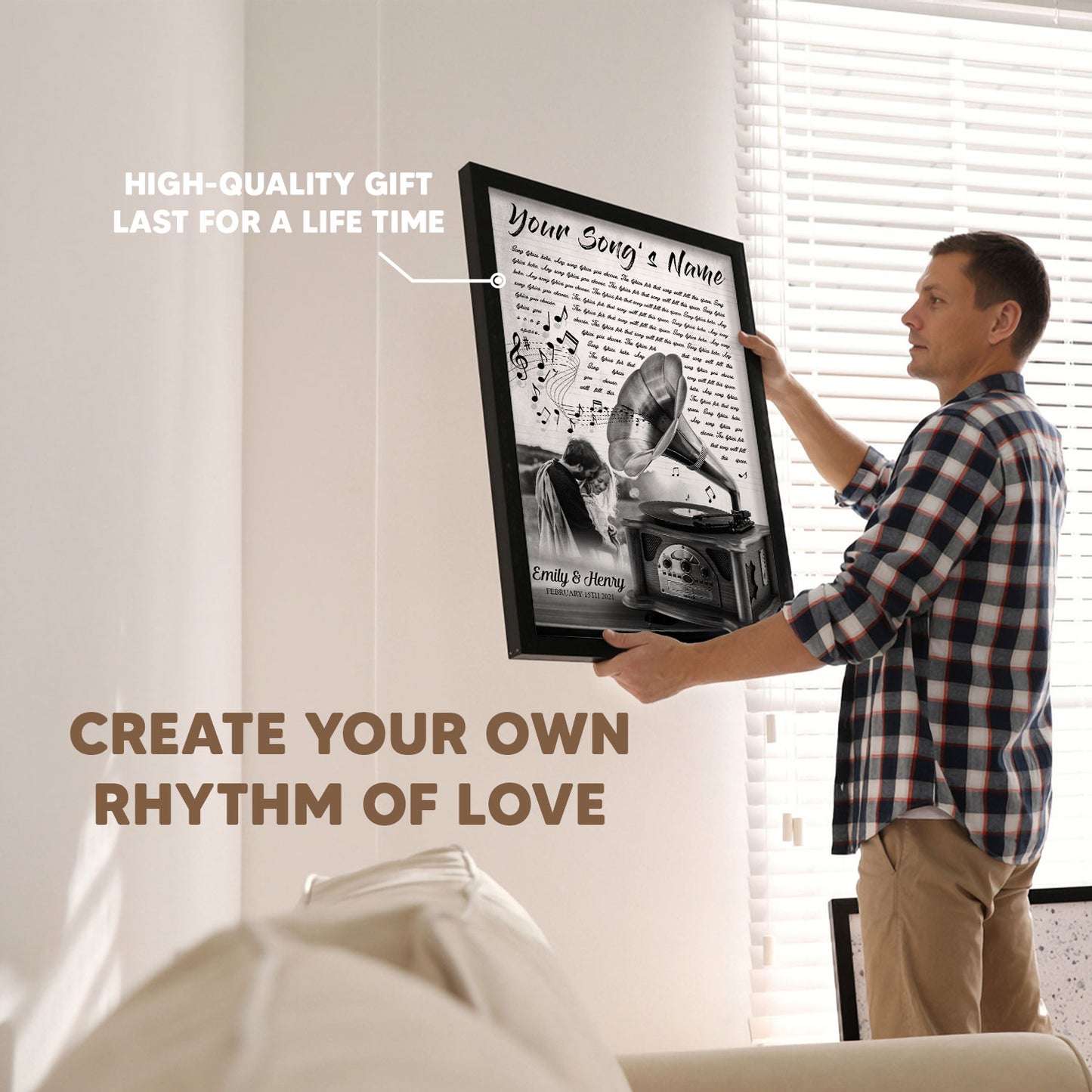Song Lyrics Record Anniversary Customized Image Vertical Poster