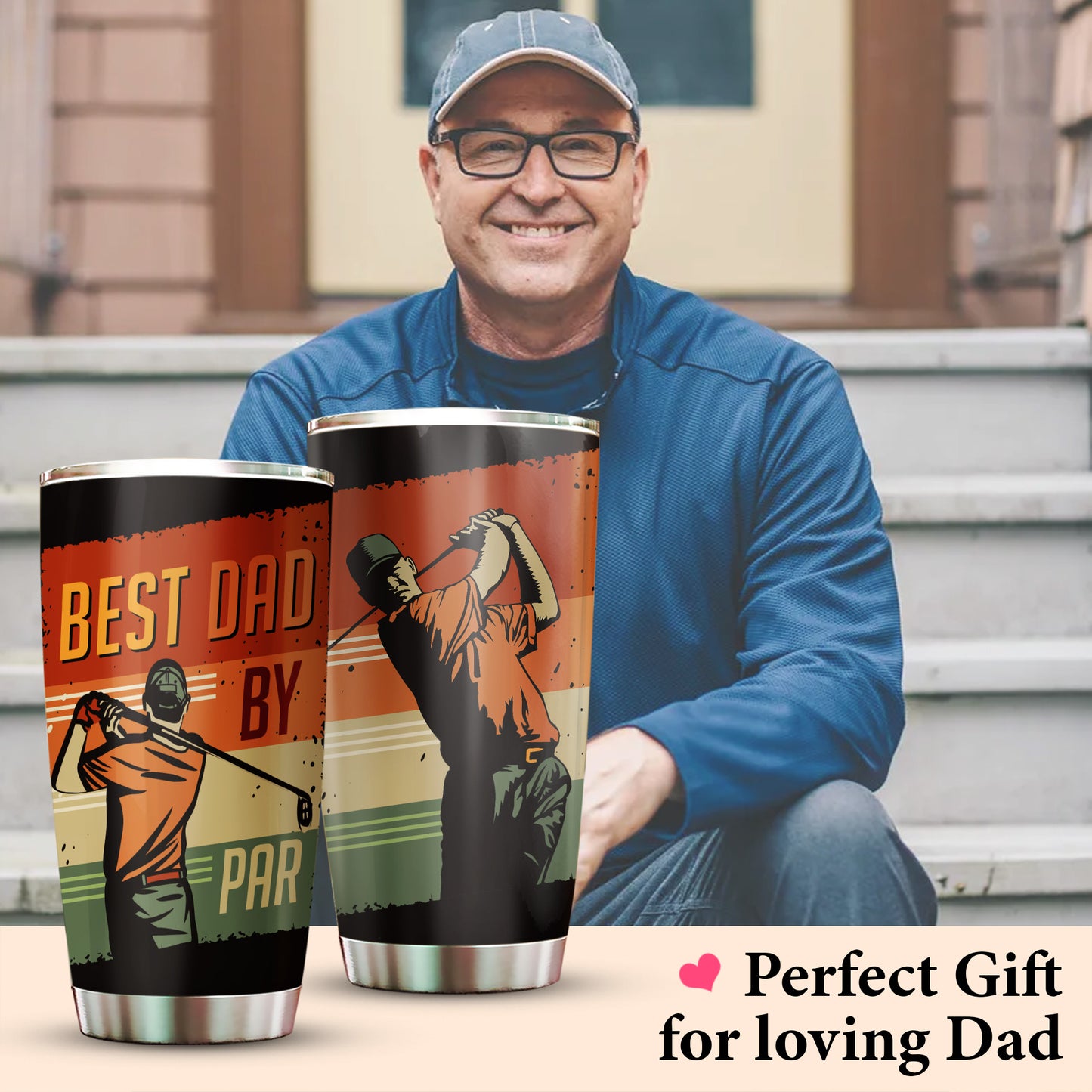 Best Dad By Far Vintage Golf Style 20Oz Tumbler