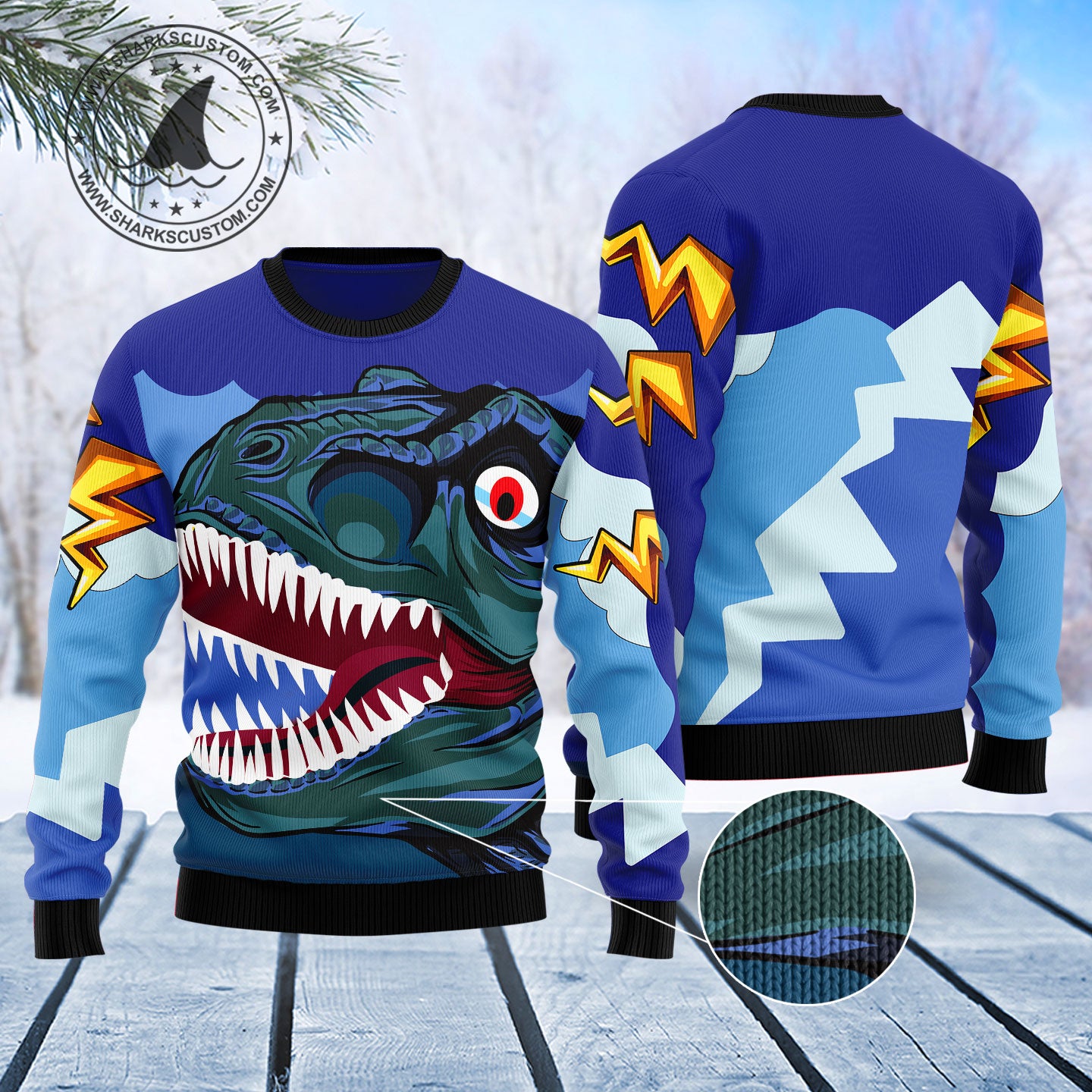 Dinosaur Face T0411 Ugly Christmas Sweater